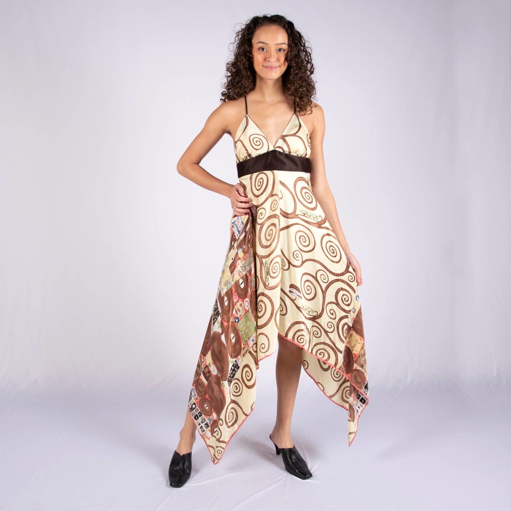 Vintage 90s Klimt Inspired Dress | Bust 32" | Waist 28"